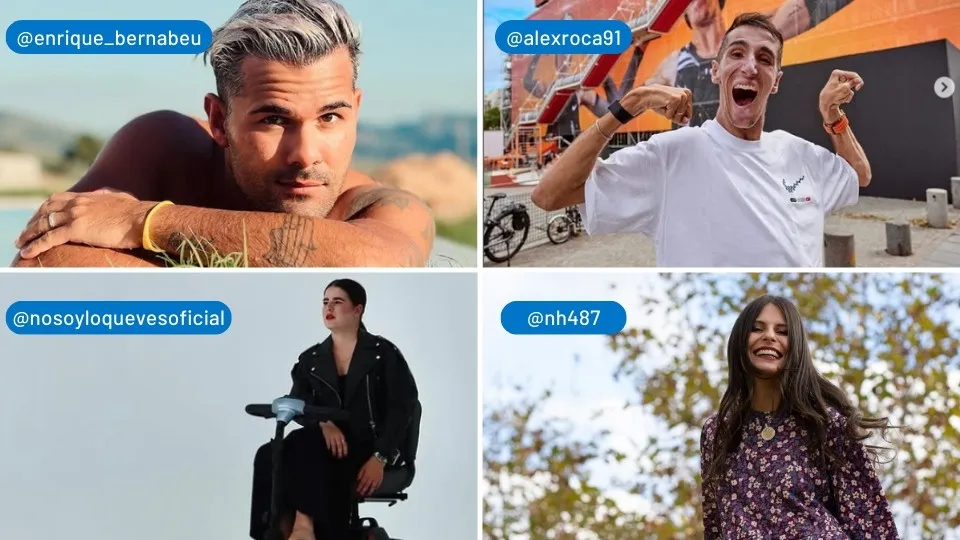 Collage de 4 influencers con otras discapacidades