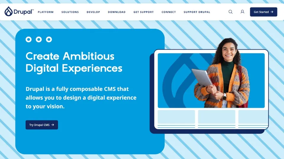 Captura del inicio de la web de Drupal.