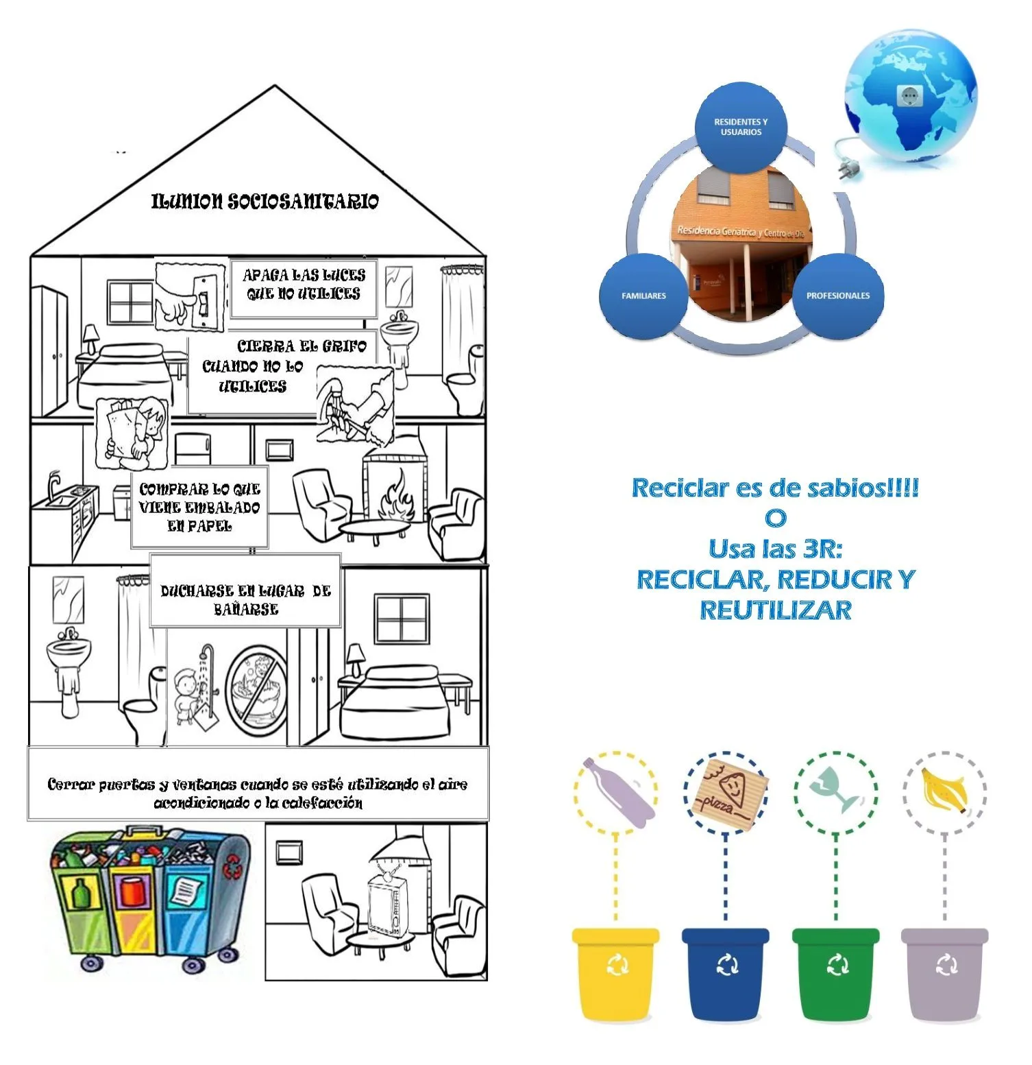 Detalle de uno de los folletos de ILUNION Sociosanitario sobre reciclaje
