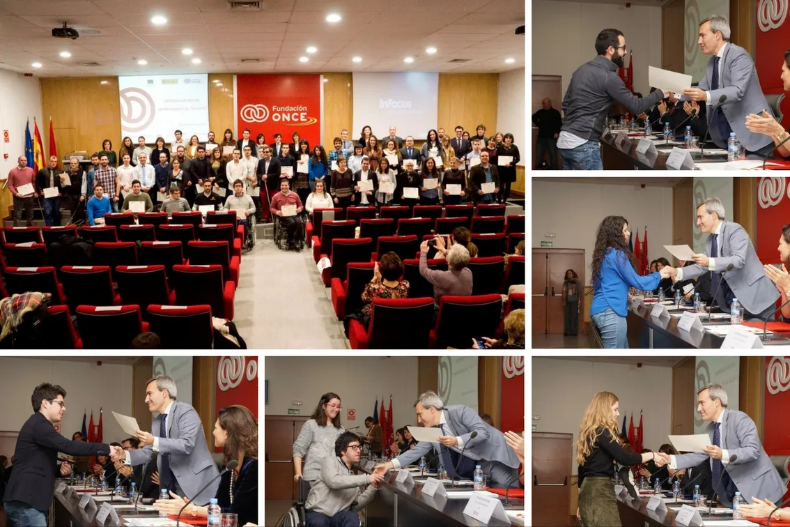 Montaje de la entrega de diplomas de las becas que concede Fundación ONCE