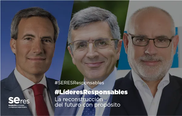 De izquierda a derecha, el consejero delegado de ILUNION, Alejandro Oñoro, el presidente de la Fundación SERES, Francisco Román, y el consejero delegado de SEUR, Alberto Navarro, 