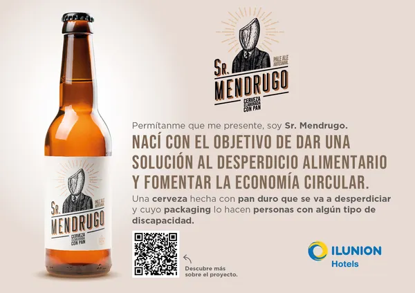 Creatividad del proyecto de la marca de cerveza señor Mendrugo para la incorporación en ILUNION Hotels como marca amiga